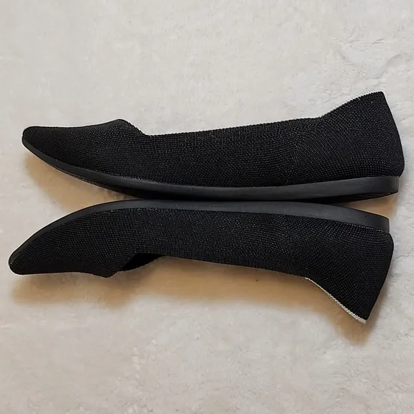 ROTHY’S Preppy THE POINT WOMEN’S SOLID BLACK BALLET FLATS SHOES SZ US 10.5