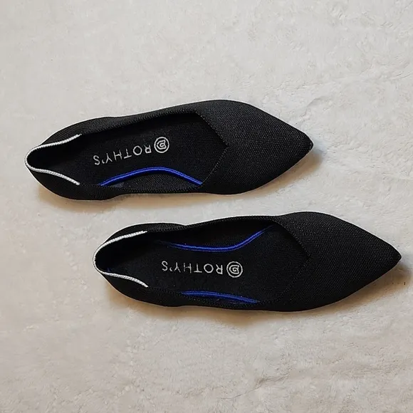ROTHY’S Preppy THE POINT WOMEN’S SOLID BLACK BALLET FLATS SHOES SZ US 10.5