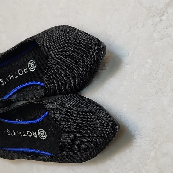 ROTHY’S Preppy THE POINT WOMEN’S SOLID BLACK BALLET FLATS SHOES SZ US 10.5