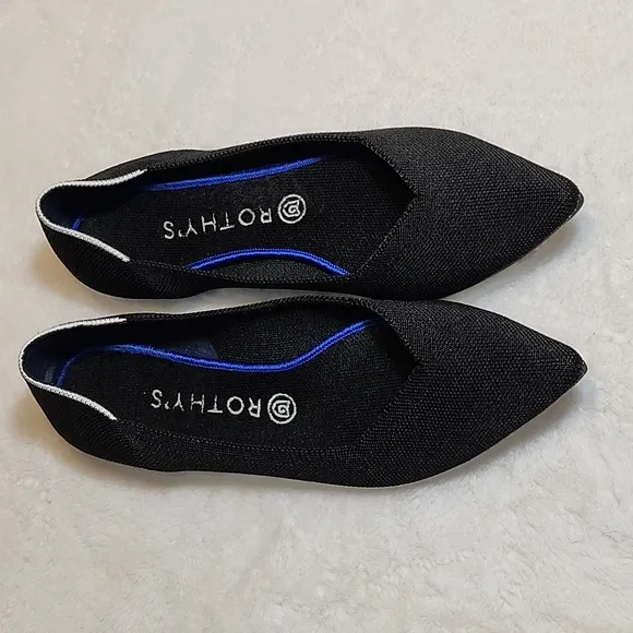 ROTHY’S Preppy THE POINT WOMEN’S SOLID BLACK BALLET FLATS SHOES SZ US 10.5