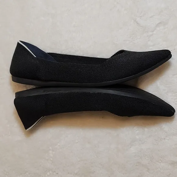 ROTHY’S Preppy THE POINT WOMEN’S SOLID BLACK BALLET FLATS SHOES SZ US 10.5