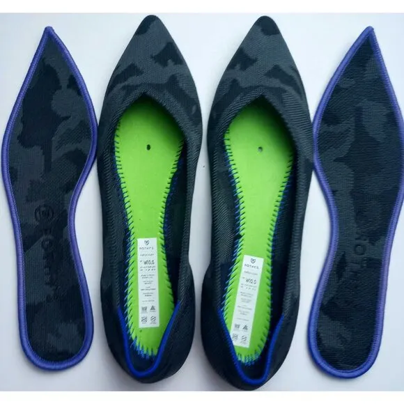 Rothy's Retired Gray Black Camo Print The Point Flats Shoes Size 10.5 NWOB