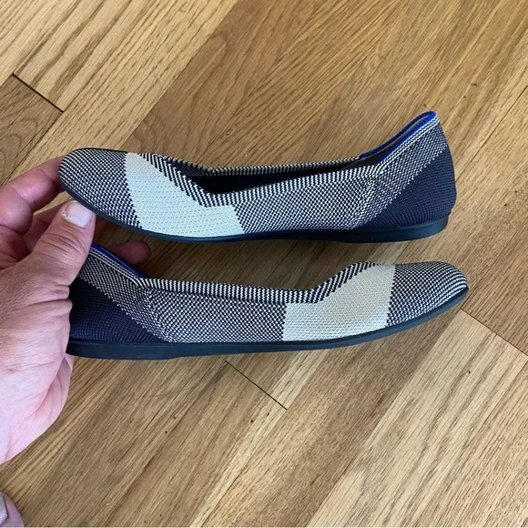Rothy’s Round Toe Cap Toe Plaid Check Flats Shoes size 6