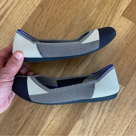Rothy’s Round Toe Cap Toe Plaid Check Flats Shoes size 6