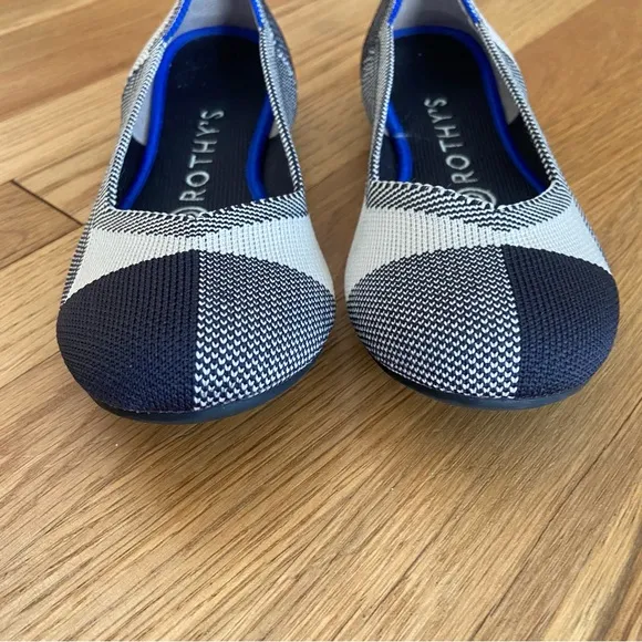 Rothy’s Round Toe Cap Toe Plaid Check Flats Shoes size 6