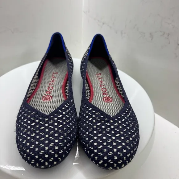 Rothy’s The Flat Maritime Blue Honeycomb Ballet Shoes Size 7
