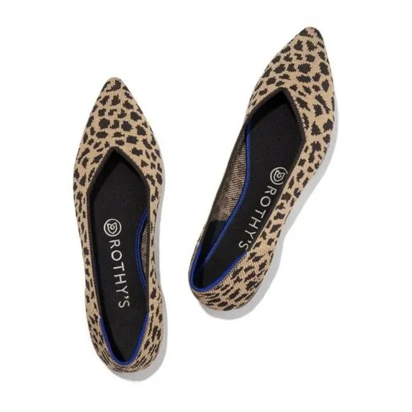 Rothy’s The Point Animal Print Cloth Flats Size 8