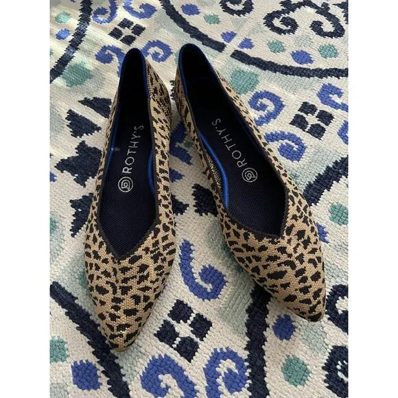 Rothy’s The Point Animal Print Cloth Flats Size 8