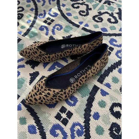 Rothy’s The Point Animal Print Cloth Flats Size 8
