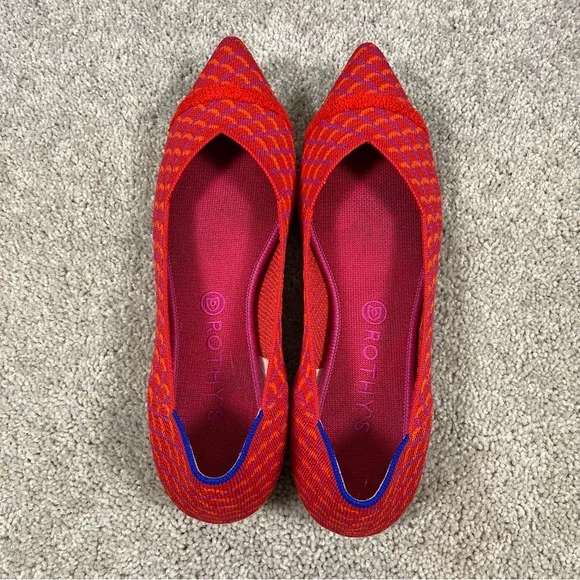 Rothys The Point Ballet Flats Womens Size 12 Shoes Red Purple Orange Comfort