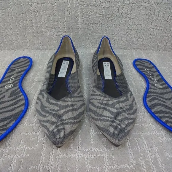 ROTHY'S The Point Retired Zebra Print Flats Slip on Shoes Women's Size 7