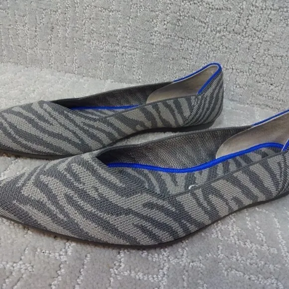 ROTHY'S The Point Retired Zebra Print Flats Slip on Shoes Women's Size 7