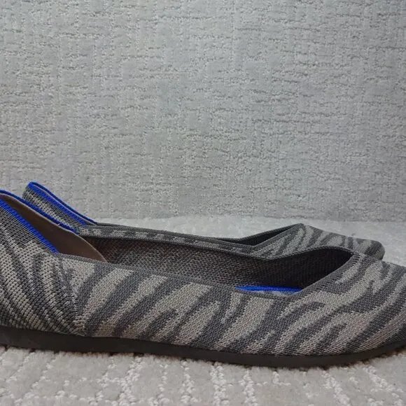 ROTHY'S The Point Retired Zebra Print Flats Slip on Shoes Women's Size 7