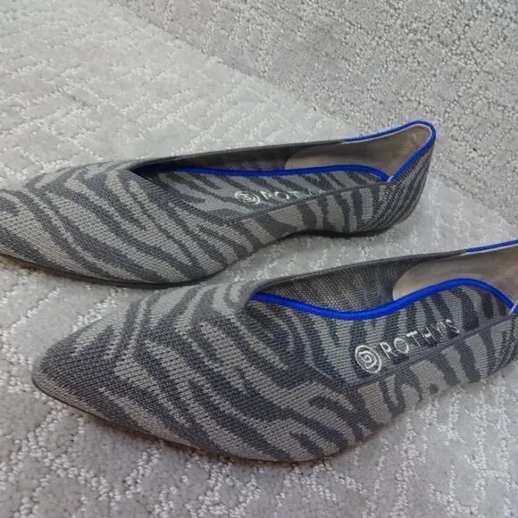 ROTHY'S The Point Retired Zebra Print Flats Slip on Shoes Women's Size 7