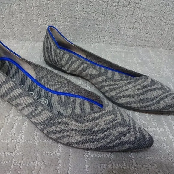 ROTHY'S The Point Retired Zebra Print Flats Slip on Shoes Women's Size 7