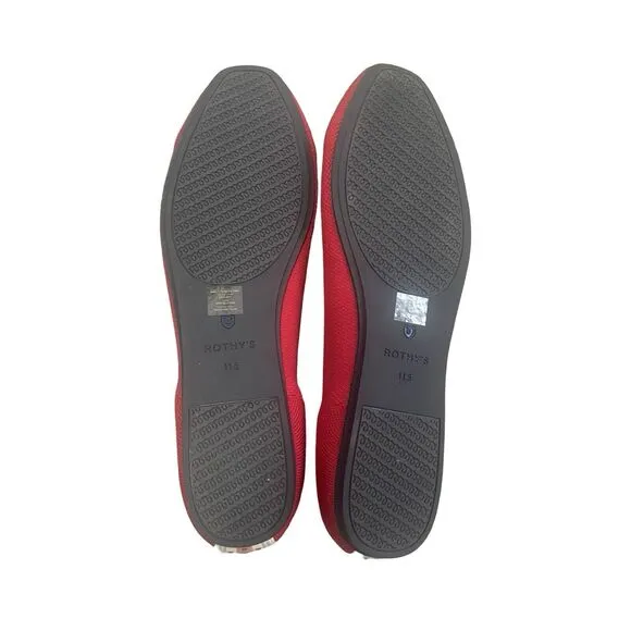Rothy’s The Square Flats Cardinal Red Women’s Size 11.5 Recycled Shoes