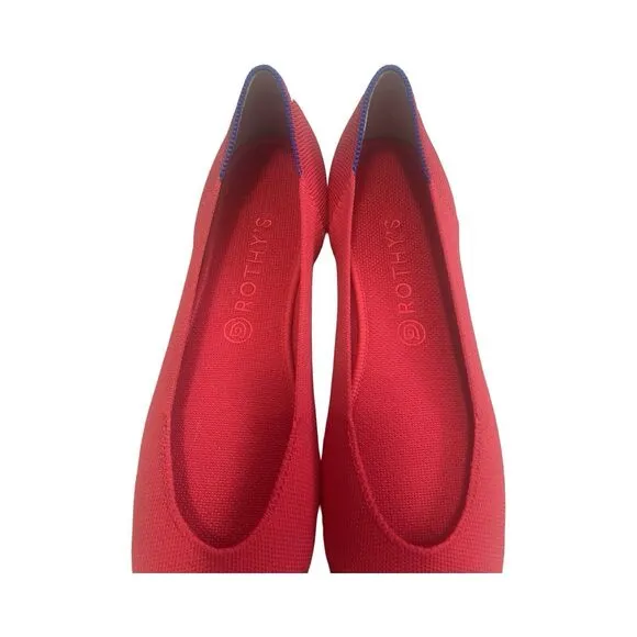 Rothy’s The Square Flats Cardinal Red Women’s Size 11.5 Recycled Shoes