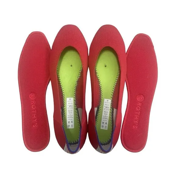 Rothy’s The Square Flats Cardinal Red Women’s Size 11.5 Recycled Shoes