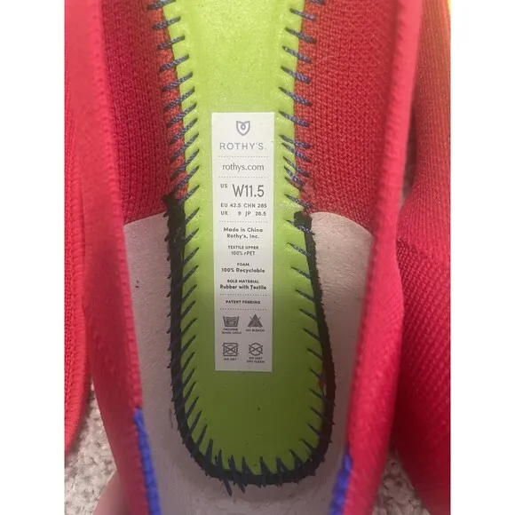 Rothy’s The Square Flats Cardinal Red Women’s Size 11.5 Recycled Shoes