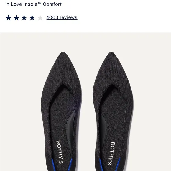 Rothy's Women's Black pointed toe  Flats size 42