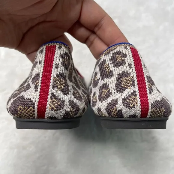 Rothy's Women's Cream Brown Mocha Spot Animal Leopard Cheetah Flats Size 8.5