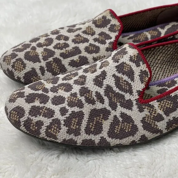 Rothy's Women's Cream Brown Mocha Spot Animal Leopard Cheetah Flats Size 8.5