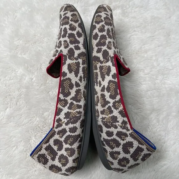 Rothy's Women's Cream Brown Mocha Spot Animal Leopard Cheetah Flats Size 8.5