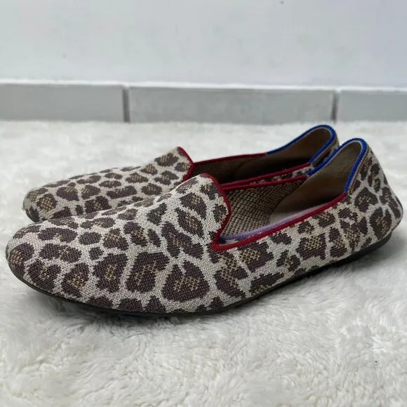 Rothy's Women's Cream Brown Mocha Spot Animal Leopard Cheetah Flats Size 8.5