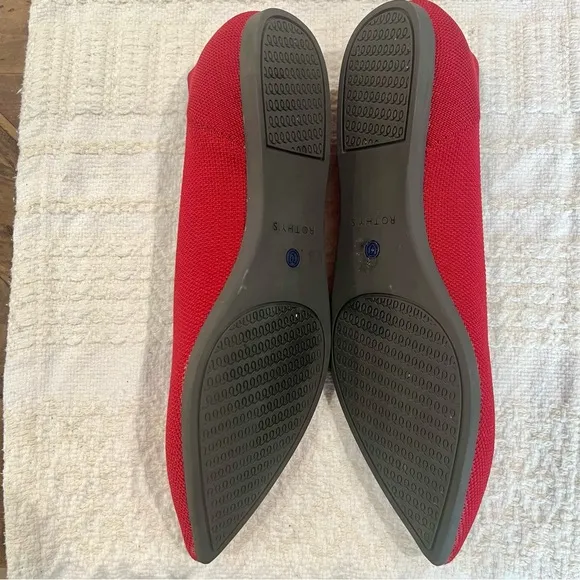 Rothy's, Women's Red the point Flats, Size 10.5