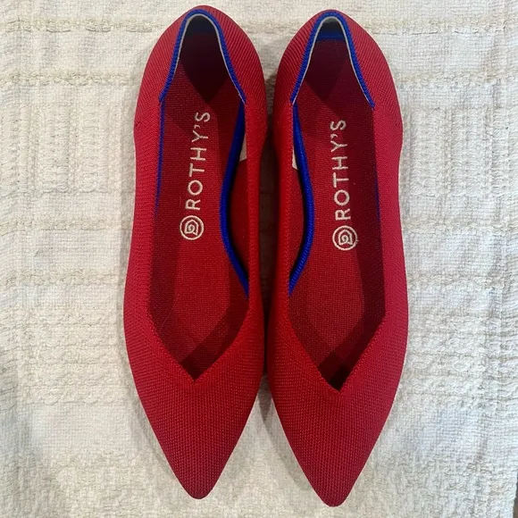 Rothy's, Women's Red the point Flats, Size 10.5