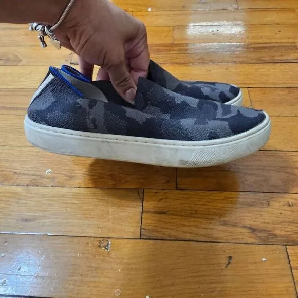 Rothys Womens Sneakers Knit Slip On Camouflaged Walking Shoes Gray Size 5.5