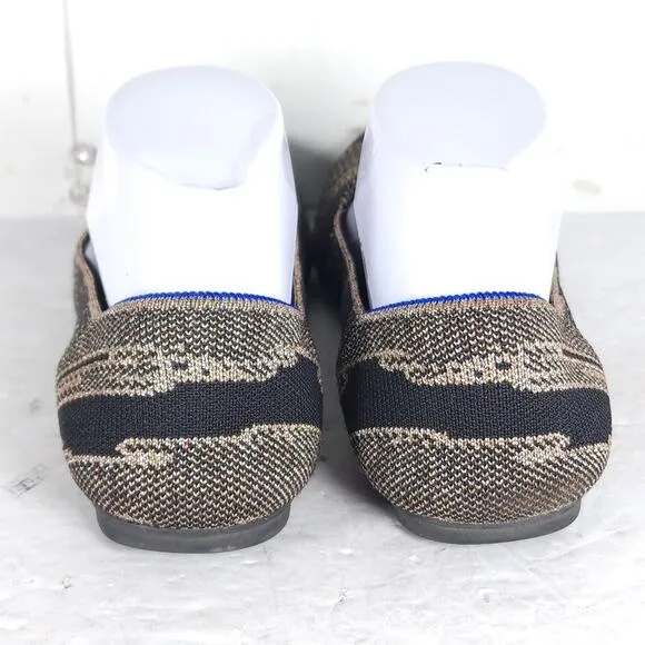 Rothy's Women's The Loafer US8,5 Black Golden Shimmer Slip On Flats Loafer Shoes