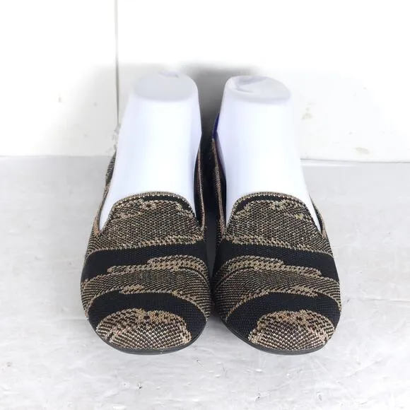 Rothy's Women's The Loafer US8,5 Black Golden Shimmer Slip On Flats Loafer Shoes