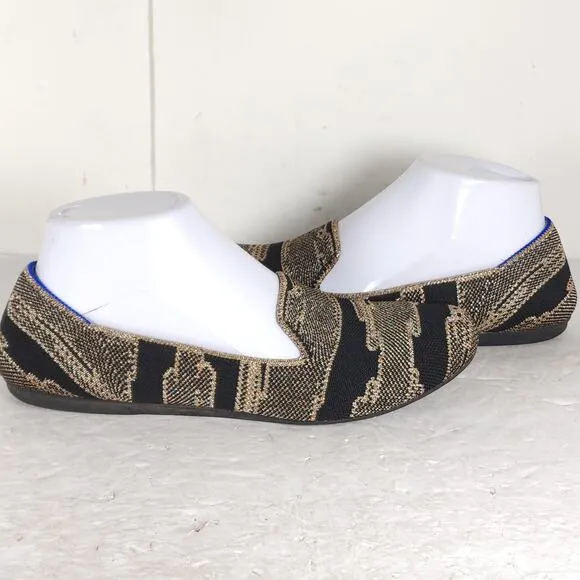 Rothy's Women's The Loafer US8,5 Black Golden Shimmer Slip On Flats Loafer Shoes