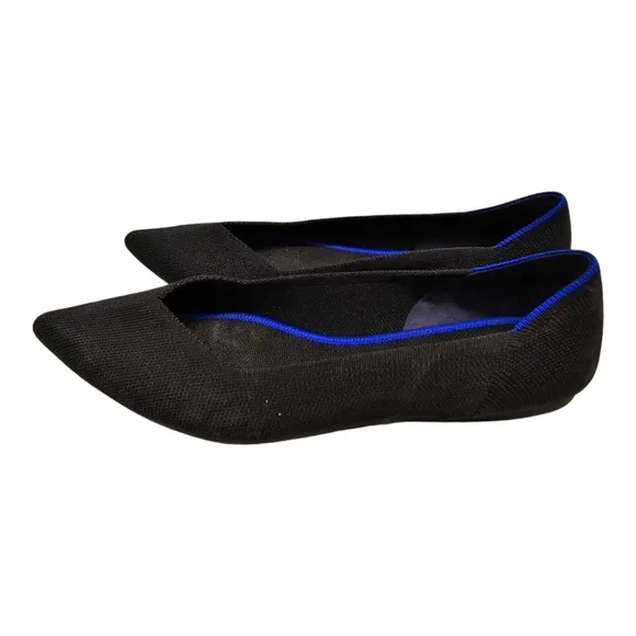Rothy's Womens The Point Shoes Black Solid Knit Ballet Flats SZ 9.5