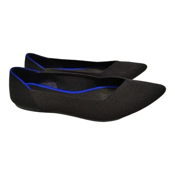 Rothy's Womens The Point Shoes Black Solid Knit Ballet Flats SZ 9.5