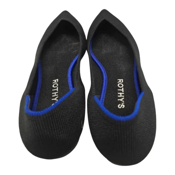 Rothy's Womens The Point Shoes Black Solid Knit Ballet Flats SZ 9.5