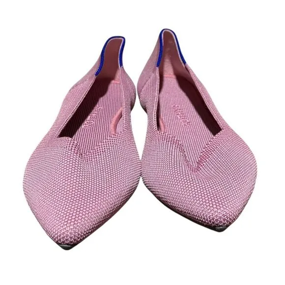 Rothys Flats Womens 8 Pink The Point Slip On Shoes Rosebud Washable Knit Spring