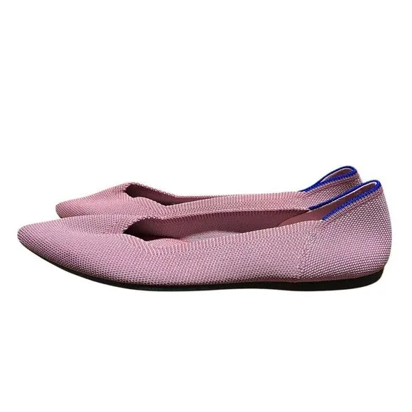 Rothys Flats Womens 8 Pink The Point Slip On Shoes Rosebud Washable Knit Spring
