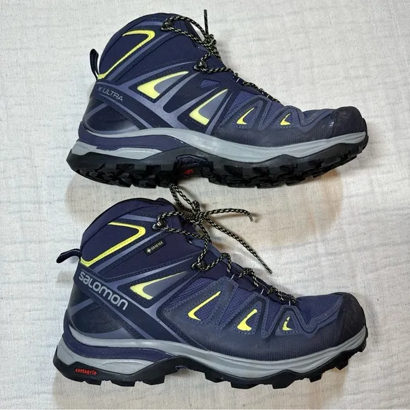 Salmon Women's X Ultra 3 Mid GTX W in Crown Blue Size 9 Goretex Hiking Boots