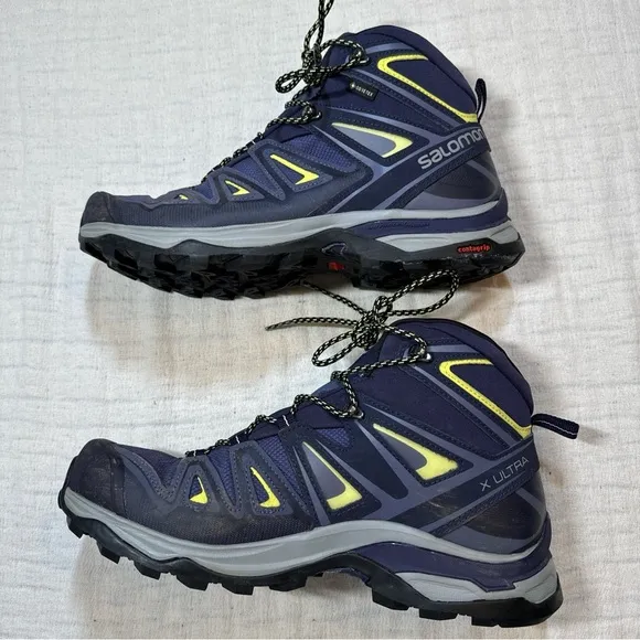 Salmon Women's X Ultra 3 Mid GTX W in Crown Blue Size 9 Goretex Hiking Boots