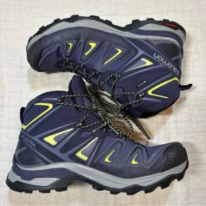 Salmon Women's X Ultra 3 Mid GTX W in Crown Blue Size 9 Goretex Hiking Boots