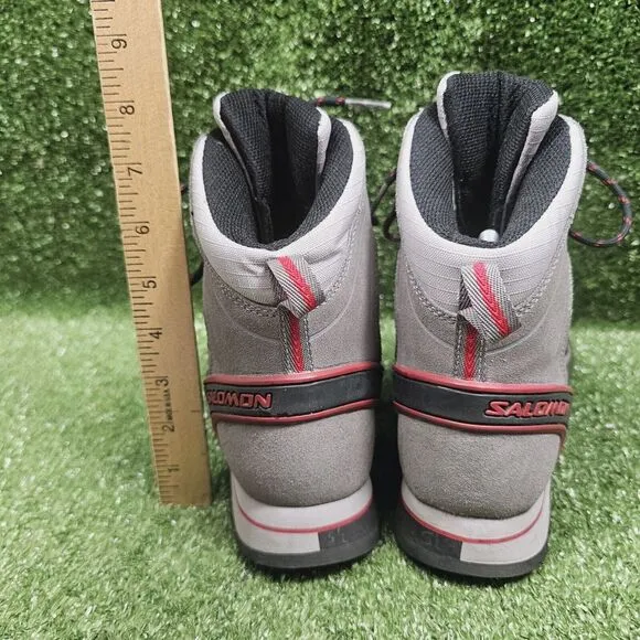 Salomon Goretex Gray Leather Mid Athletic Hiking Boots Womens Size US 7‎