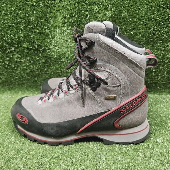 Salomon Goretex Gray Leather Mid Athletic Hiking Boots Womens Size US 7‎