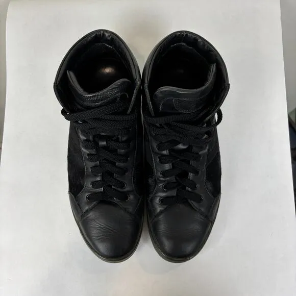Salvatore Ferragamo Leather Ponyhair High Top Trainers Sneakers Men's 9.5D