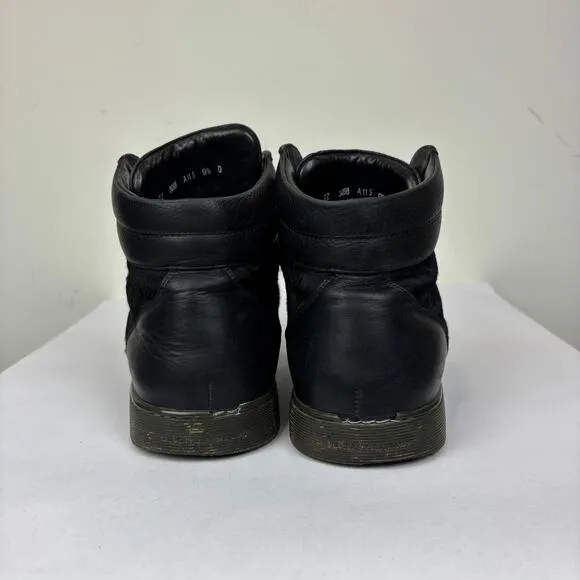 Salvatore Ferragamo Leather Ponyhair High Top Trainers Sneakers Men's 9.5D