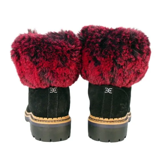 SAM EDELMAN Bowen $300 Suede Fur Collar Hiking Boots Booties Women's 8.5
