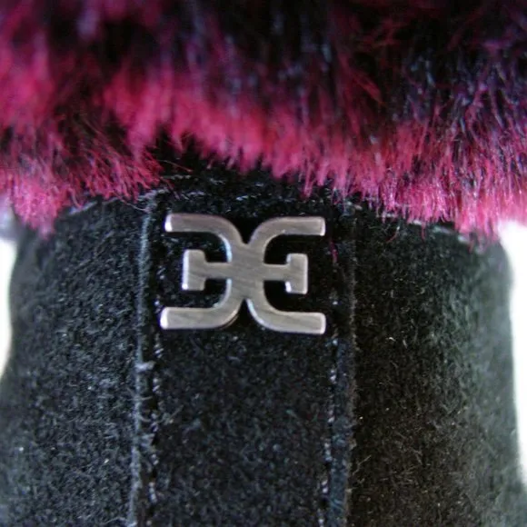 SAM EDELMAN Bowen $300 Suede Fur Collar Hiking Boots Booties Women's 8.5
