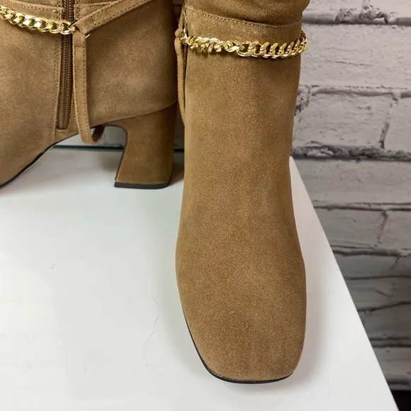 Sanctuary Electric Suede Knee High Boots Acorn Brown Size 10 NEW Block Heel
