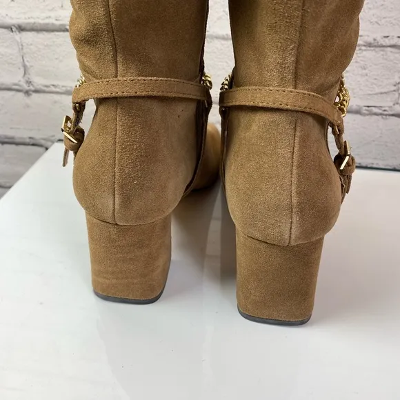 Sanctuary Electric Suede Knee High Boots Acorn Brown Size 10 NEW Block Heel